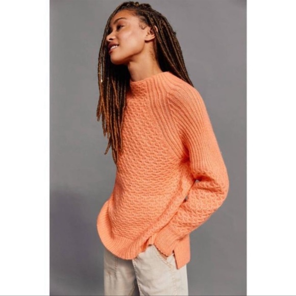 Anthropologie Sweaters - nwt- ANTHROPOLOGIE Bia Mock Neck Tunic Sweater Coral, MP